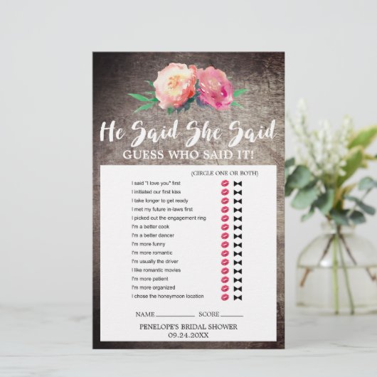 Papier Bouquet Rustique Fleur "Il A Dit Qu'Elle A Dit" Je (Debout devant)