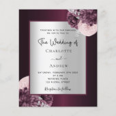 Papier Bourgogne argent budget floral faire-part de maria (Devant)