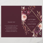 Papier Bourgogne Automne Romance Gold Frame Wedding Progr (Devant)