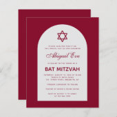 Papier Bourgogne Bat mitzvah Arc Budget Red Invitation (Devant / Derrière)
