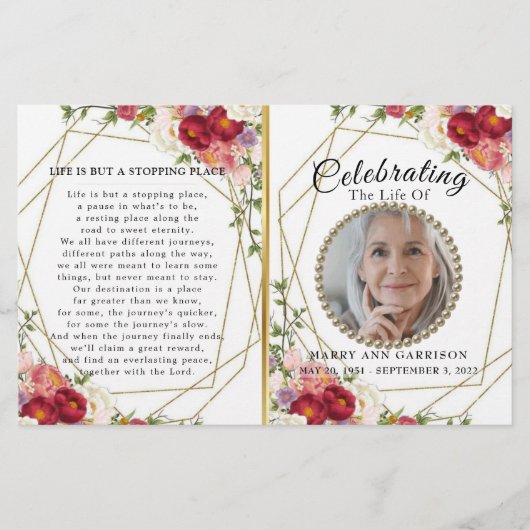 Papier Bourgogne Blush Floral Celebration Program (Devant)