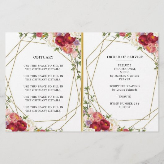 Papier Bourgogne Blush Floral Celebration Program (Dos)