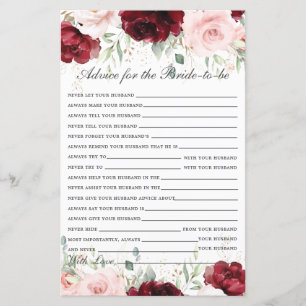 Papier Bourgogne Blush rose Floral conseil pour une marié