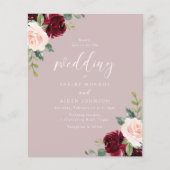 Papier Bourgogne Dusty Faire-part de mariage budgétaire R (Devant)