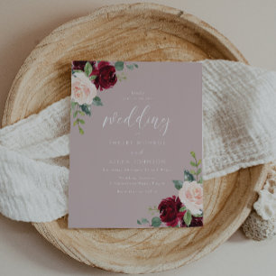 Papier Bourgogne Dusty Faire-part de mariage budgétaire R