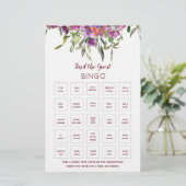 Papier Bourgogne Fête des mariées florale Bingo Jeu (Debout devant)
