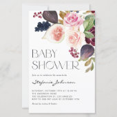 Papier Bourgogne Fleurs et Figs Baby shower Invitation (Devant)