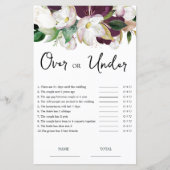 Papier Bourgogne Floral au-dessus ou en dessous du jeu de (Devant)