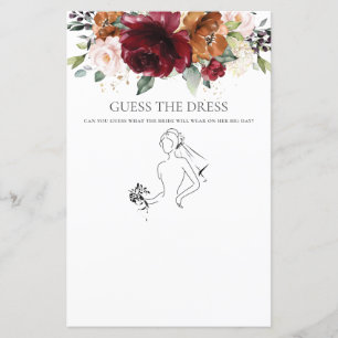 Papier Bourgogne Floral Fun Bridal Guess Dress Game