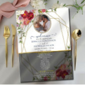 Papier Bourgogne Floral Geometry Gold Wedding Program