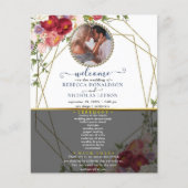 Papier Bourgogne Floral Geometry Gold Wedding Program (Devant)