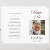 Papier Bourgogne Floral Photo Celebration of Life Program (Devant / Derrière)