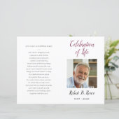 Papier Bourgogne Floral Photo Celebration of Life Program (Debout devant)