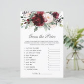 Papier Bourgogne Floral Prix Devant Baby shower Jeu (Debout devant)