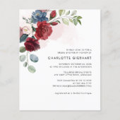 Papier Bourgogne Florale Botanique Bridal Shower Invitati (Devant)