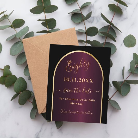 Papier Bourgogne noire 80e anniversaire enregistrer la ca