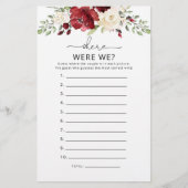 Papier Bourgogne Où étions-nous jeu de douche nuptiale (Devant)