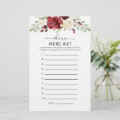 Papier Bourgogne Où étions-nous jeu de douche nuptiale (Debout devant)