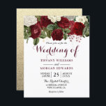 Papier Bourgogne Rouge & Blanc Floral Budget Mariage Invi<br><div class="desc">Mariage à budget floral rouge et blanc de Bourgogne Invitez une alternative moins chère qu'une invitation standard.</div>