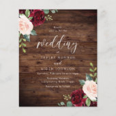 Papier Bourgogne Russe Faire-part de mariage budgétaire s (Devant)