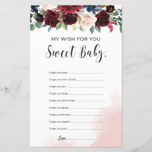 Papier Bourgogne voeu floral marine pour le jeu bébé