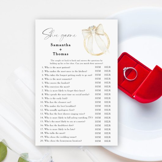 Papier Bow and Ring Bridal douche Chaussure jeu