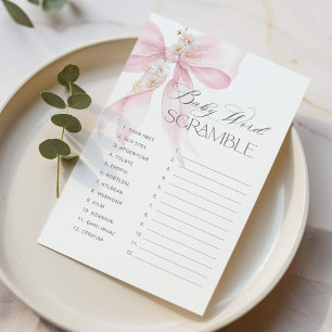 Papier Bow Baby mot Scramble Floral baby shower jeu