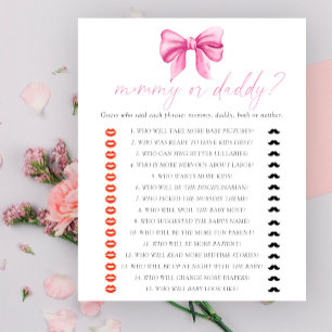 Papier Bow baby shower maman ou papa jeu de baby shower