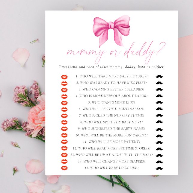 Papier Bow baby shower maman ou papa jeu de baby shower (Créateur téléchargé)