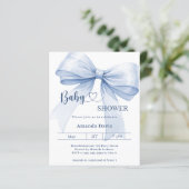 Papier Bow blue boy Baby Shower invitation (Debout devant)