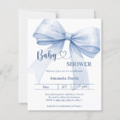 Papier Bow blue boy Baby Shower invitation (Devant)