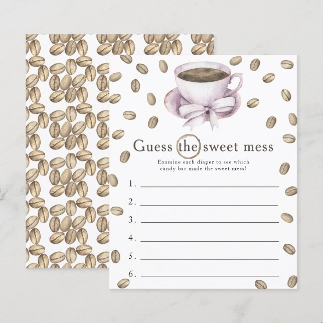 Papier bow café baby shower Devinez le doux jeu de mess (Devant / Derrière)