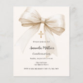 Papier Bow crème beige fille Confirmation invitation (Devant)