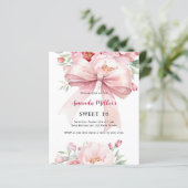 Papier Bow flores roses Sweet 16 invitation (Debout devant)