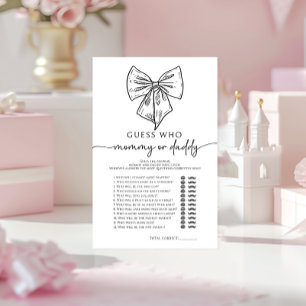 Papier Bow Guess Who maman ou papa bébé fille douche Jeu