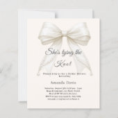 Papier Bow ivory pearls knot Bridal Shower invitation (Devant)