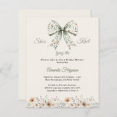 Papier Bow neutral floral ivory Bridal Shower invitation (Devant / Derrière)
