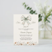 Papier Bow neutral floral ivory Bridal Shower invitation (Debout devant)