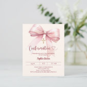 Papier Bow pink girl cream Confirmation invitation (Debout devant)