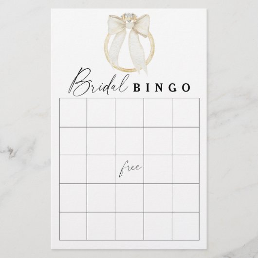 Papier Bow & Ring Bride jeu de bingo de douche (Devant)