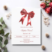 Papier Bow rouge blanc doux 16 invitation
