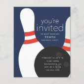 Papier Bowling Anniversaire Fête Invitation (Devant)