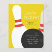 Papier Bowling Anniversaire Fête Invitation (Devant)