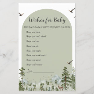 Papier Boy Pine Tree Forest Baby shower Voeux pour bébé