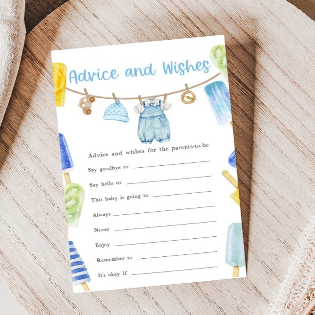 Papier Boy Popsicle Baby Shower Advice and Wishes Game (Ready to Pop Popsicle Baby Shower Game)