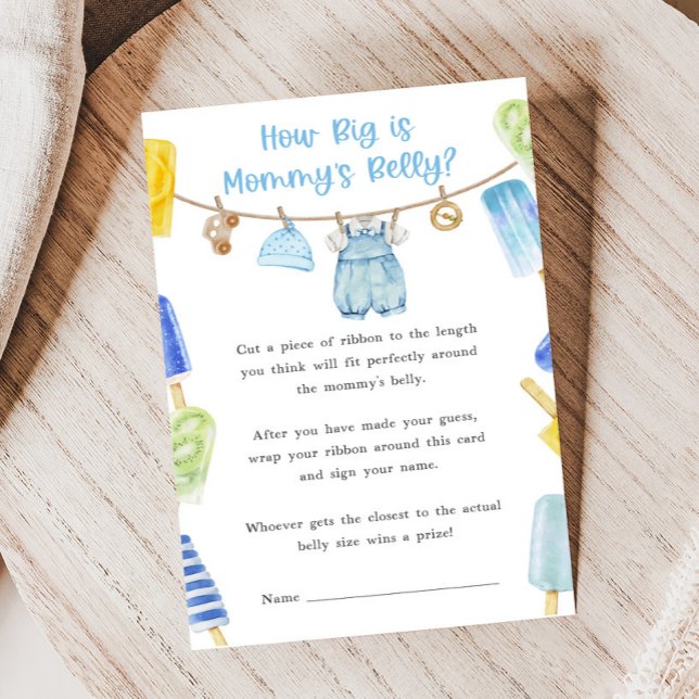 Papier Boy Popsicle Baby Shower How Big Is Game (Ready to Pop Popsicle Baby Shower Game)