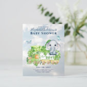 Papier Boys Elephant Aquarelle Baby shower Invitation (Debout devant)