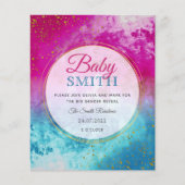 Papier Brac d'encre bleu rose Genre Reveillez Invitation (Devant)