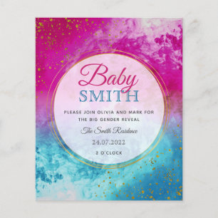 Papier Brac d'encre bleu rose Genre Reveillez Invitation