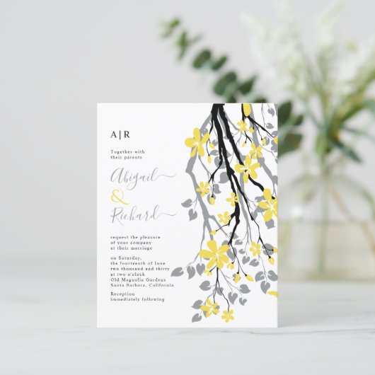 Papier Branche BUDGET, fleurs Code QR faire-part de maria (Debout devant)